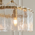 Karine 3 Light Pendant In Brushed Aged Brass With Textured Glass 118467