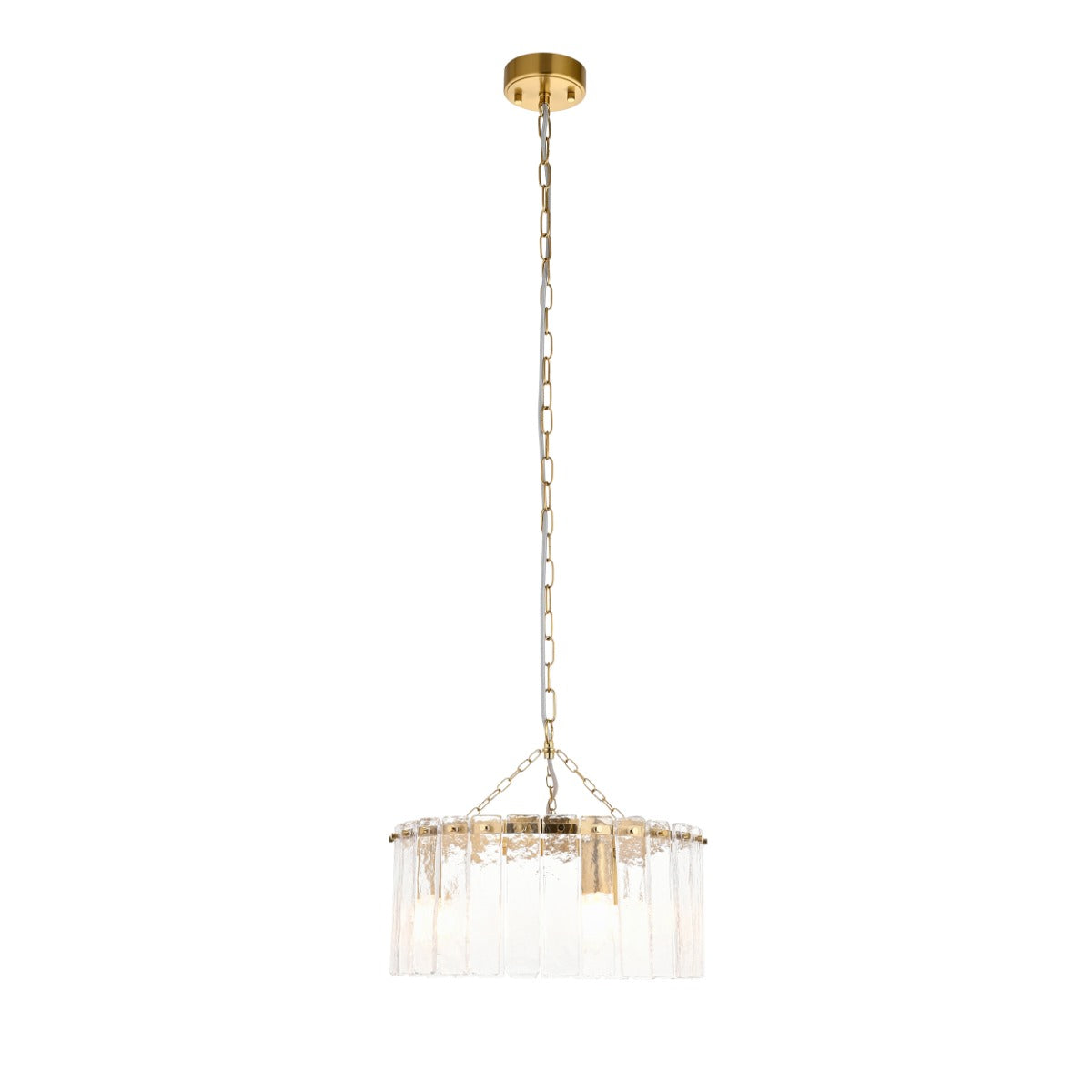 Karine 3 Light Pendant In Brushed Aged Brass With Textured Glass 118467