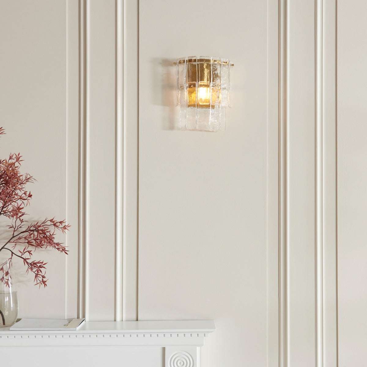 Karine Wall Light In Brushed Aged Brass With Textured Glass 118470