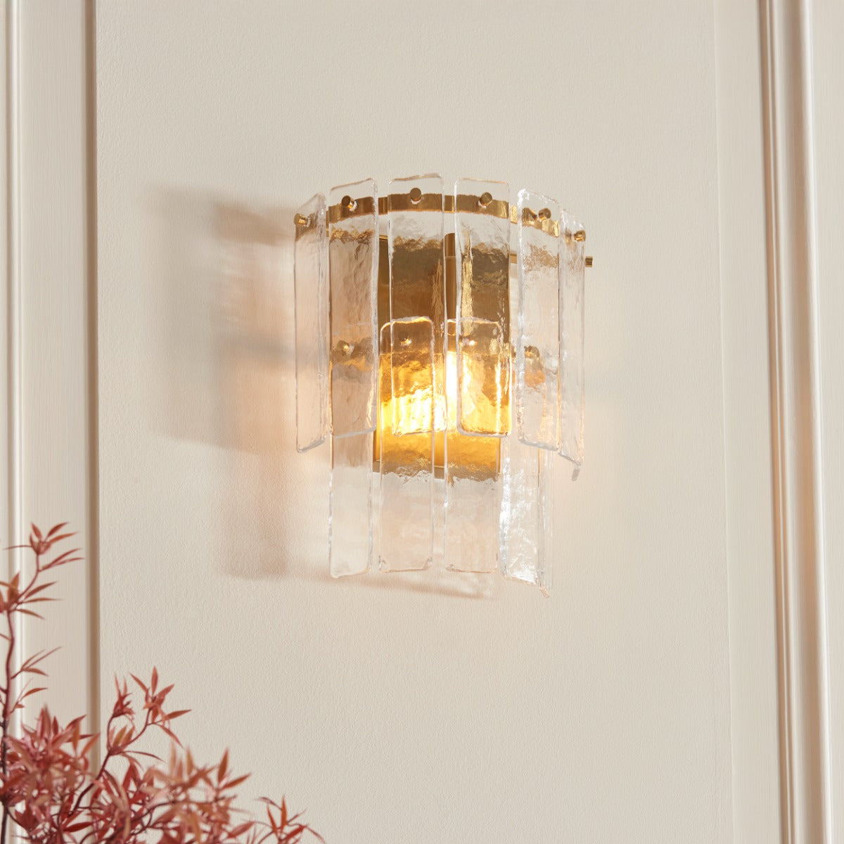 Karine Wall Light In Brushed Aged Brass With Textured Glass 118470