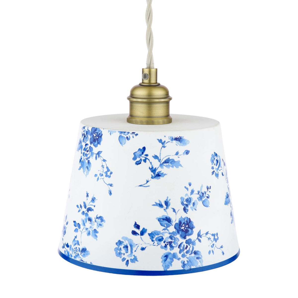 Laura Ashley China Rose Pendant Matt Blue and Matt Antique Brass LA3756728-Q