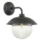 Laura Ashley Hatton Outdoor Wall Light Matt Black and Ribbed Glass IP44 LA3756722-Q