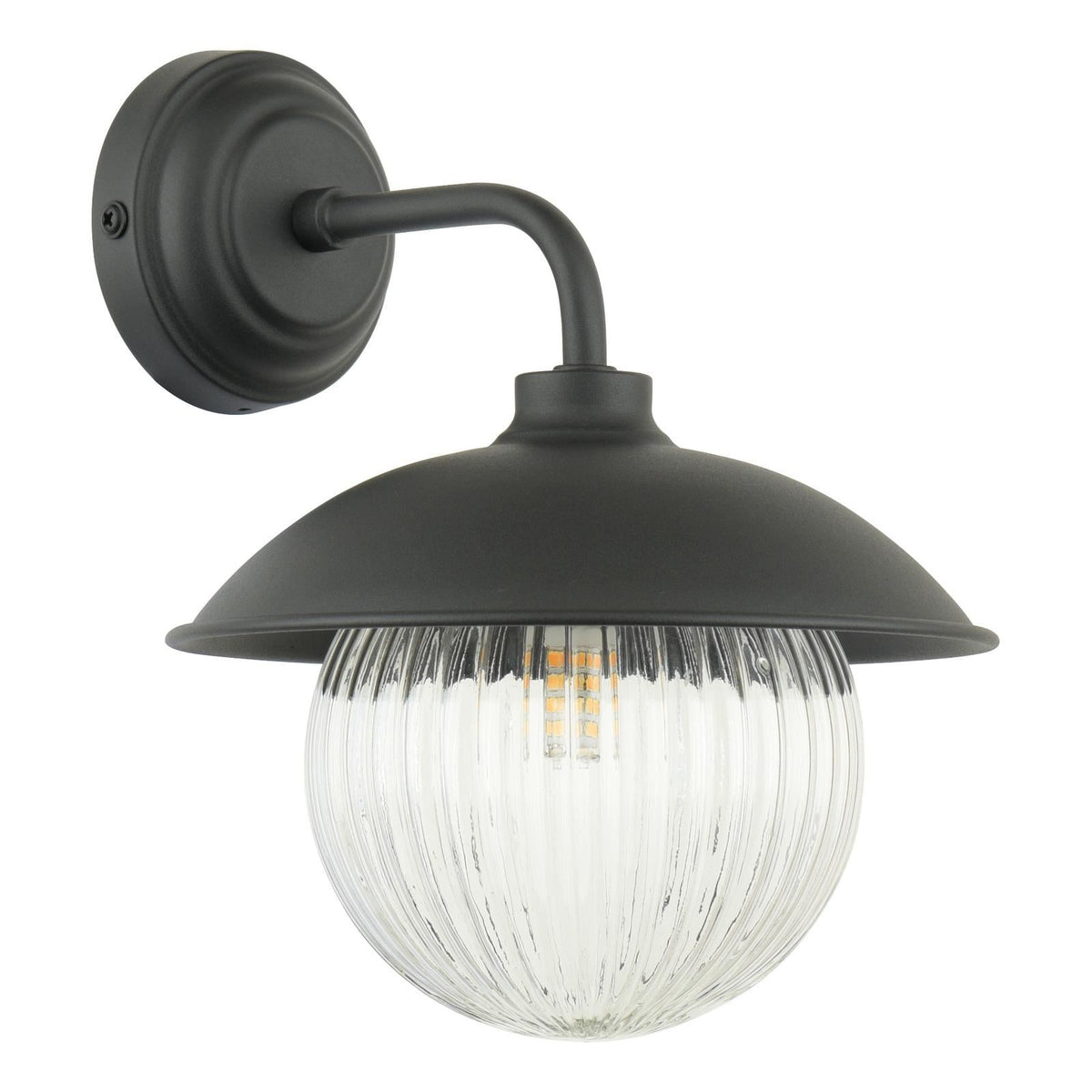 Laura Ashley Hatton Outdoor Wall Light Matt Black and Ribbed Glass IP44 LA3756722-Q