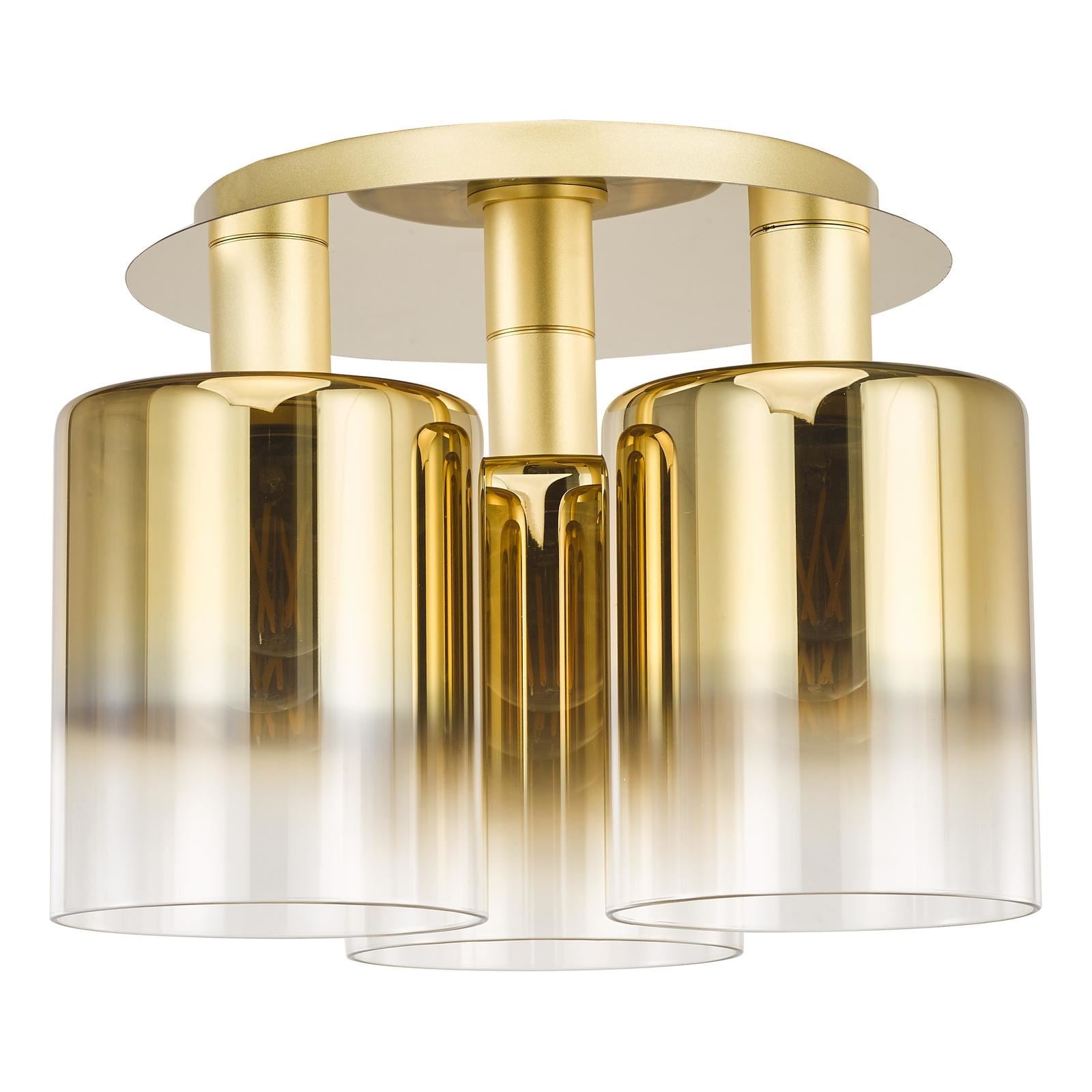 Savannah 3 Light Flush Satin Gold and Gold Ombre Glass SAV5335