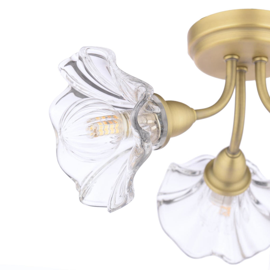 Laura Ashley Kerswell 3 Light Semi-Flush Matt Antique Brass and Glass LA3756658-Q