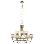 Endon 118934 Berenice 9 Light Tiered Ceiling Pendant Light In Antique Brass Finish With Cut Glass Shades