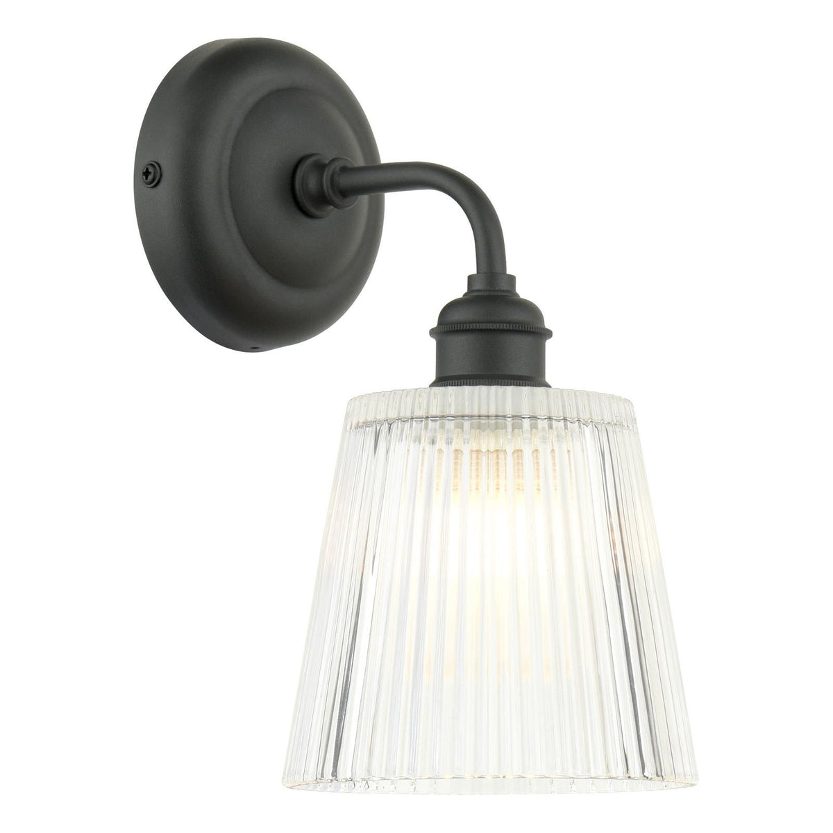 Laura Ashley Callaghan Outdoor Wall Light Matt Black and Ribbed Glass IP44 LA3756719-Q