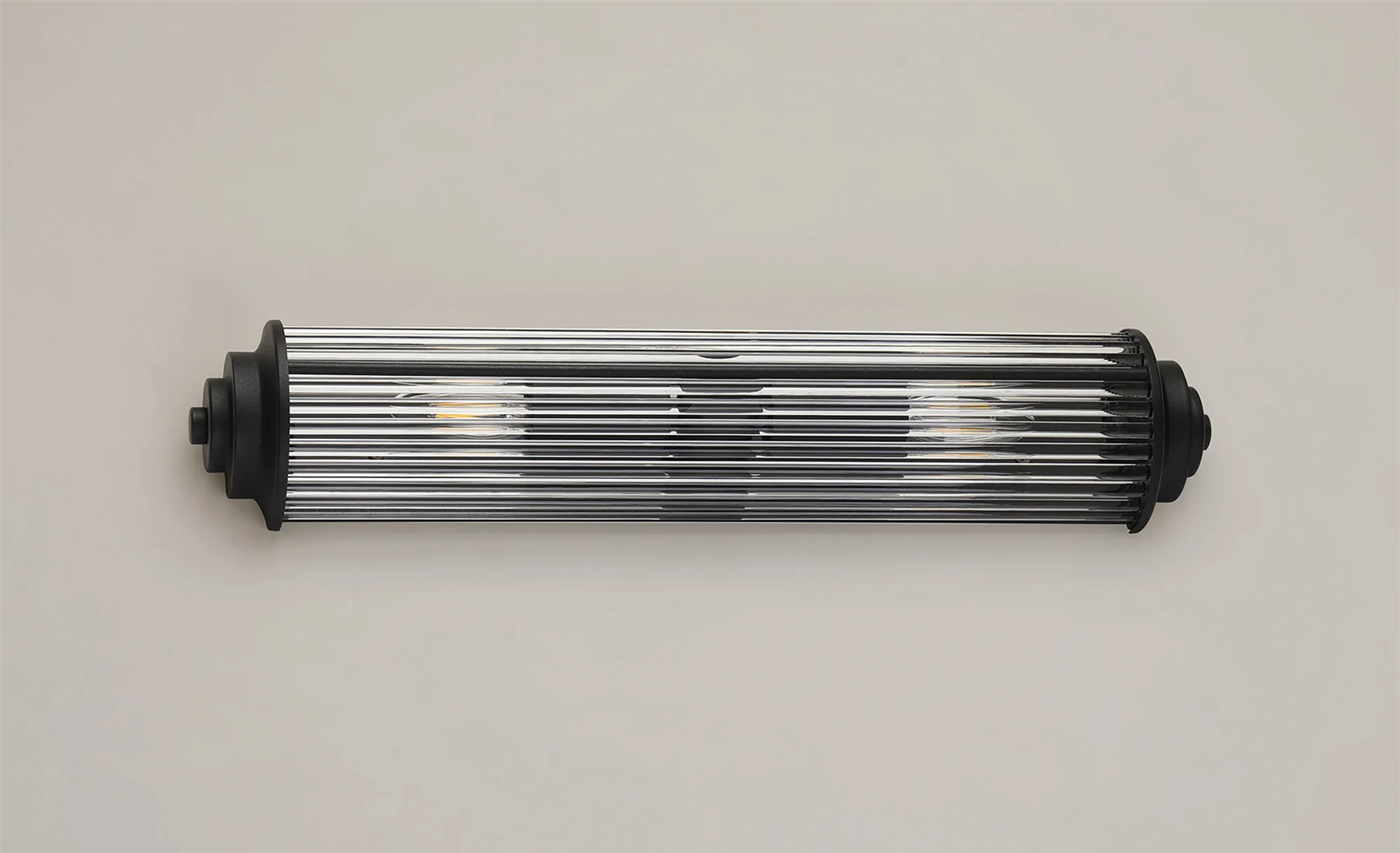 Pillar 2 Light Bathroom Wall Light In Satin Black And Clear Glass Rods IP44 E14