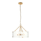 Keller 6 Light Ceiling Pendant Light In Brushed Aged Brass With Textured Glass 118584