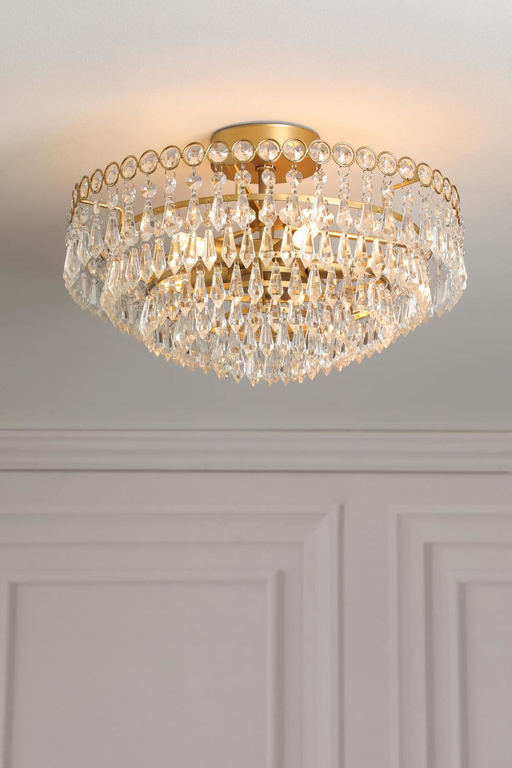 Enid 5 Light Semi-Flush Faceted Crystal and Matt Antique Brass Chandelier LA3756712-Q