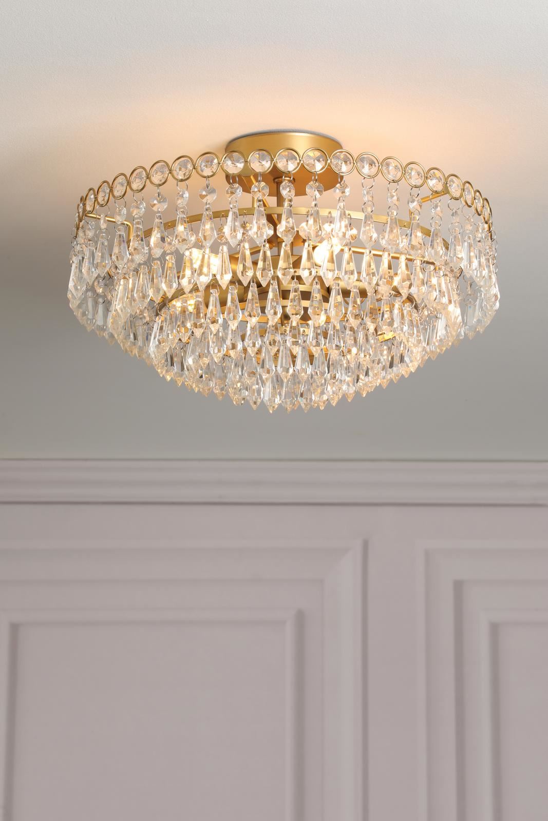 Enid 5 Light Semi-Flush Faceted Crystal and Matt Antique Brass Chandelier LA3756712-Q