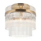 Marietta Flush Ceiling Light In Antique Brass With Glass Rods 119492