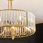 Visconti 3 Light Semi Flush Ceiling Light In Antique Brass Finish With Clear Glass 119609