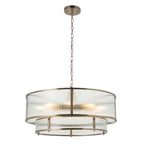 Ridgeton 8 Light Tiered Ceiling Pendant Light In Antique Brass With Clear Ribbed Glass 119456