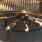 Ridgeton 8 Light Tiered Ceiling Pendant Light In Antique Brass With Clear Ribbed Glass 119456