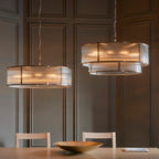 Ridgeton 8 Light Tiered Ceiling Pendant Light In Antique Brass With Clear Ribbed Glass 119456