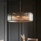 Ridgeton 8 Light Ceiling Pendant Light In Antique Brass With Clear Ribbed Glass 119455