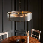 Ridgeton 8 Light Ceiling Pendant Light In Antique Brass With Clear Ribbed Glass 119455