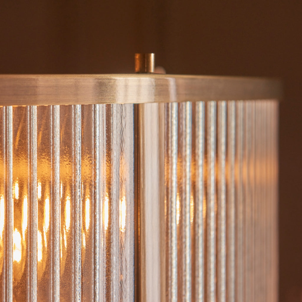 Ridgeton 8 Light Ceiling Pendant Light In Antique Brass With Clear Ribbed Glass 119455