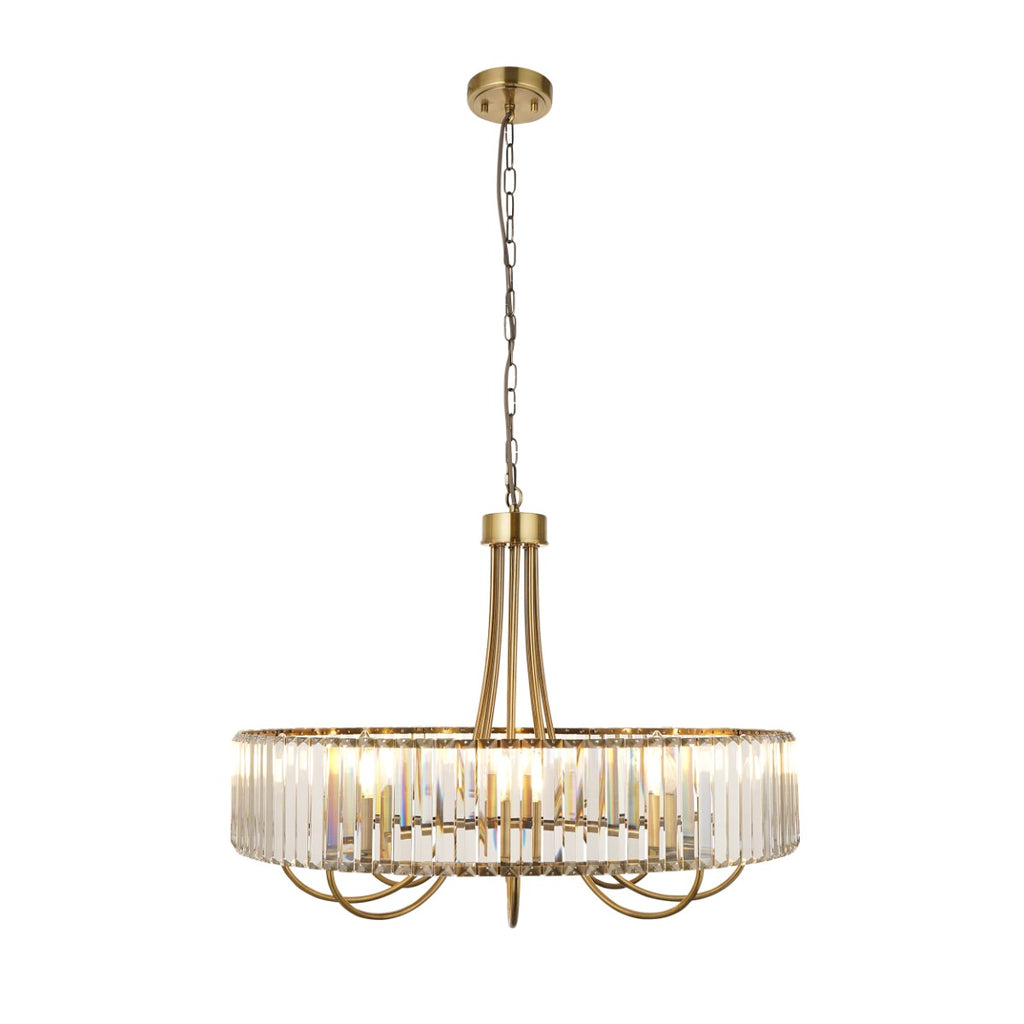 Visconti 8 Light Ceiling Pendant Light In Antique Brass Finish With Clear Glass 119611