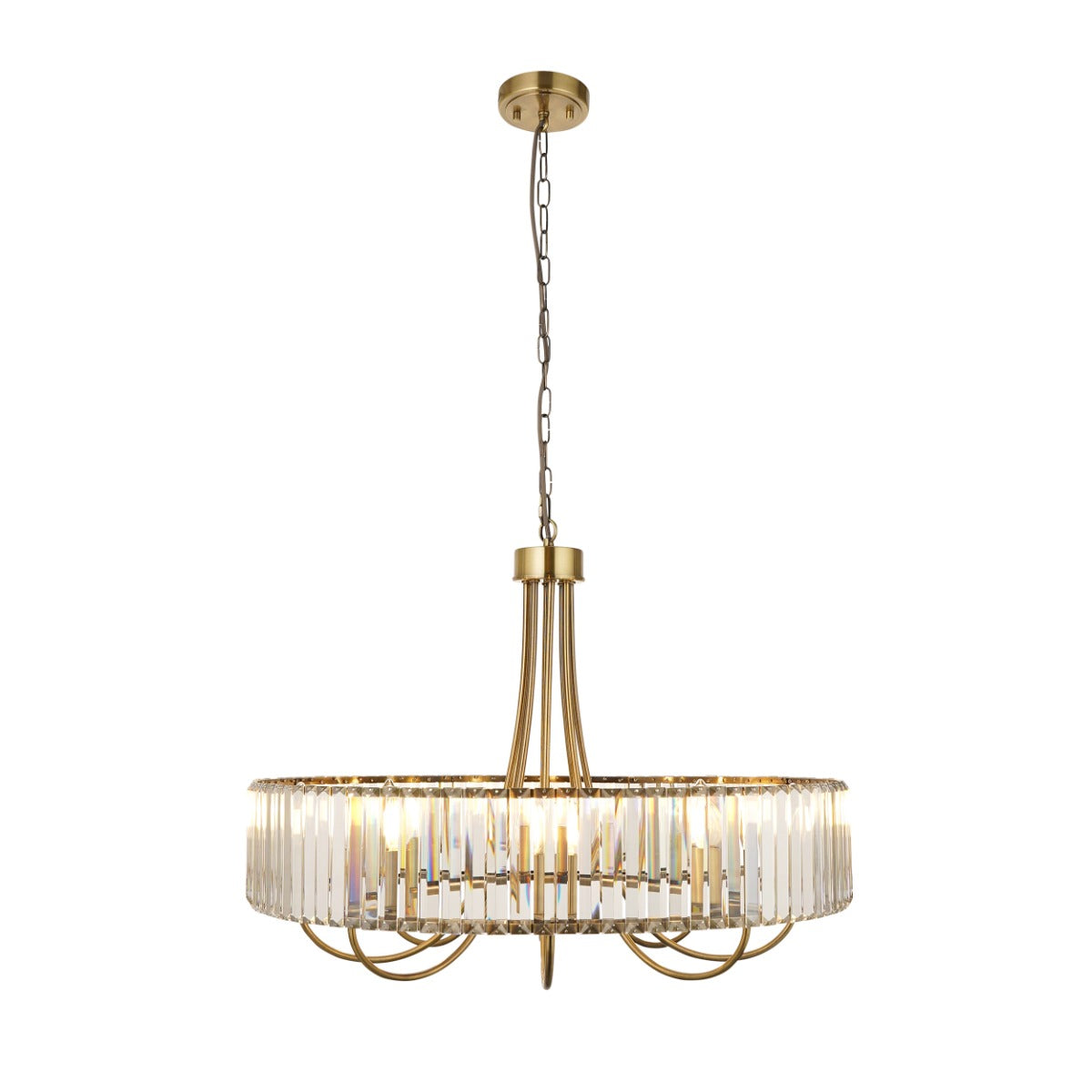 Visconti 8 Light Ceiling Pendant Light In Antique Brass Finish With Clear Glass 119611