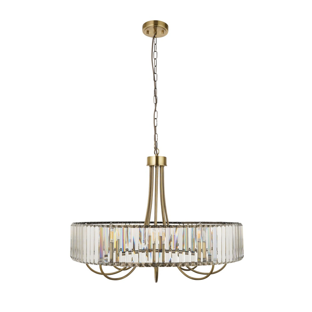 Visconti 8 Light Ceiling Pendant Light In Antique Brass Finish With Clear Glass 119611