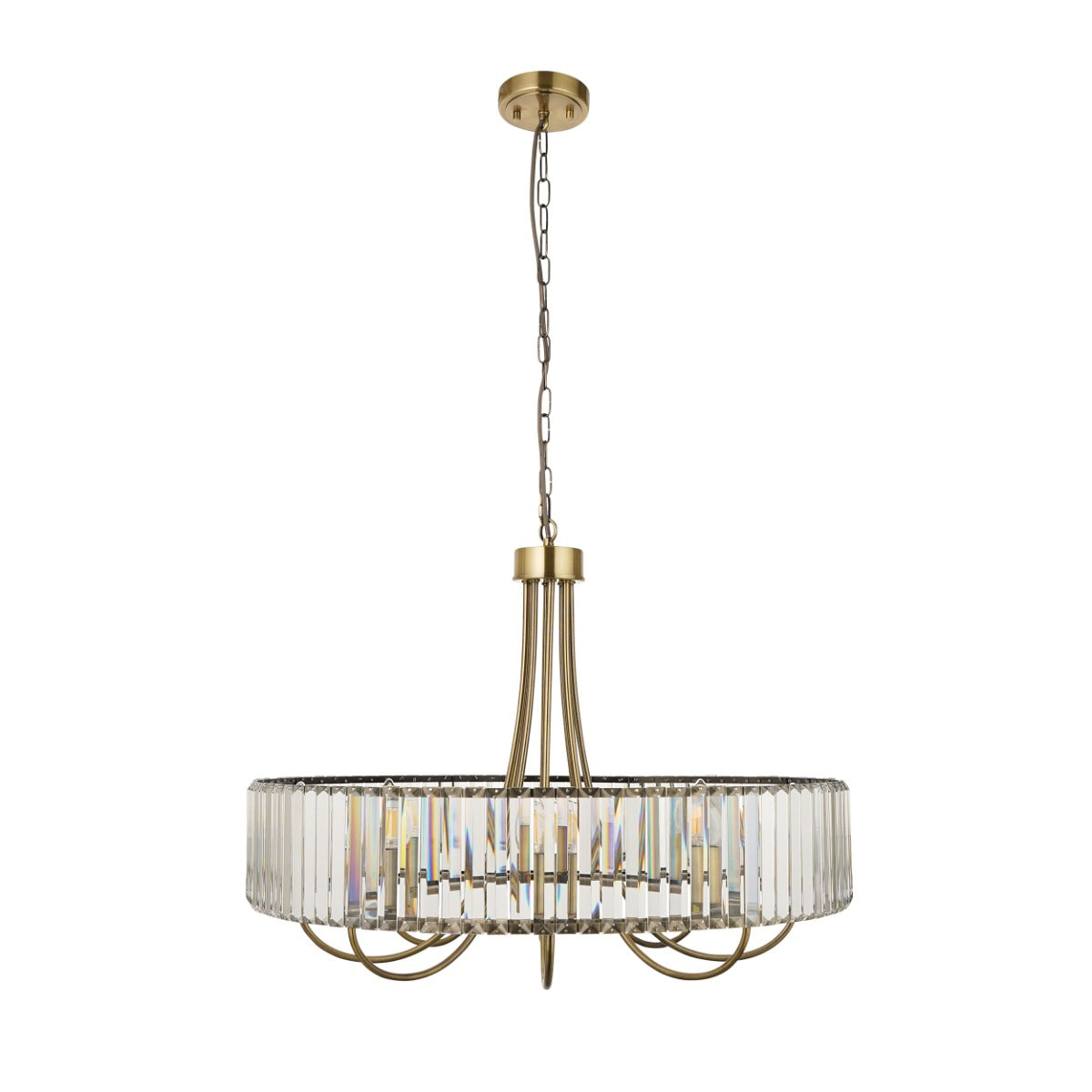 Visconti 8 Light Ceiling Pendant Light In Antique Brass Finish With Clear Glass 119611