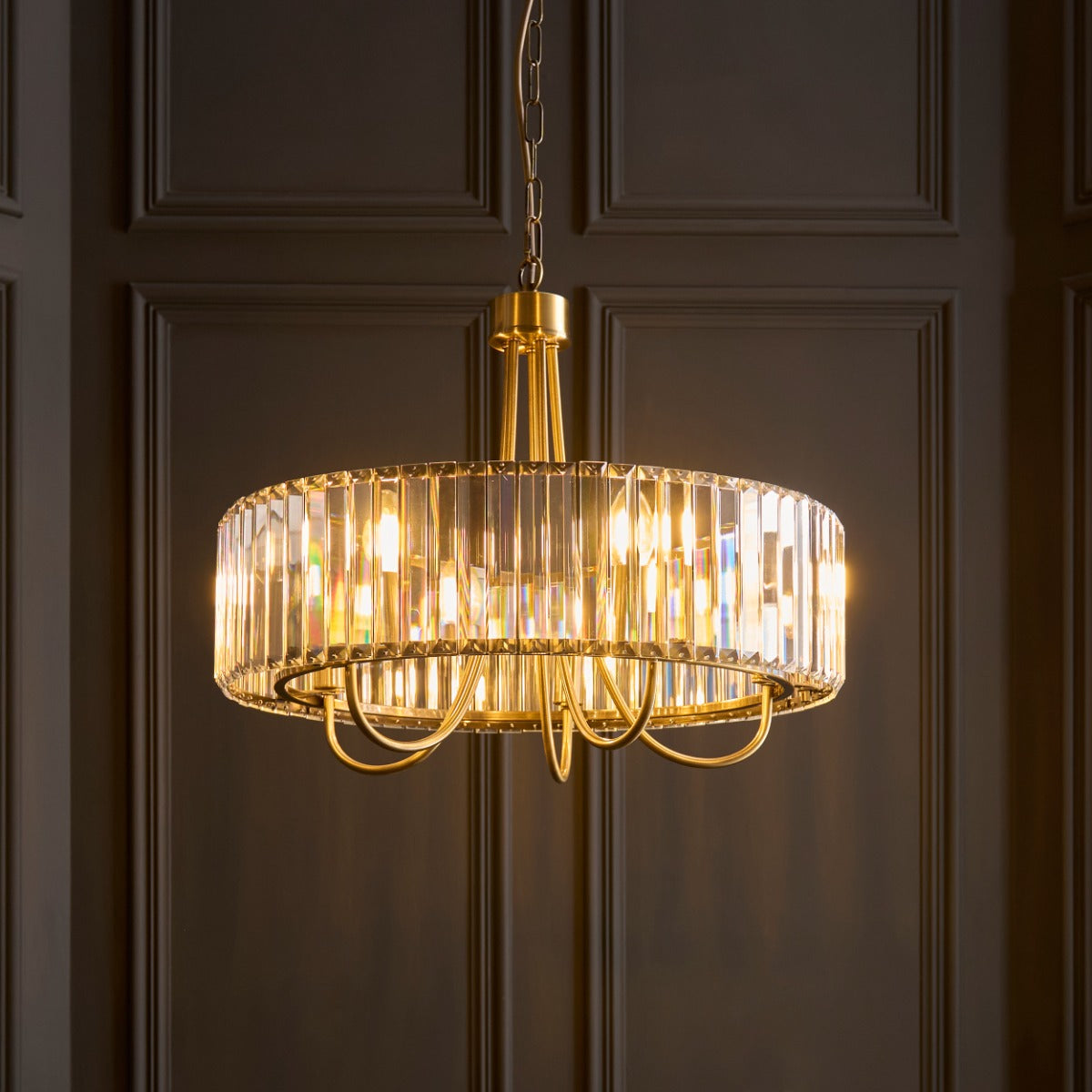Visconti 5 Light Ceiling Pendant Light In Antique Brass Finish With Clear Glass 119610
