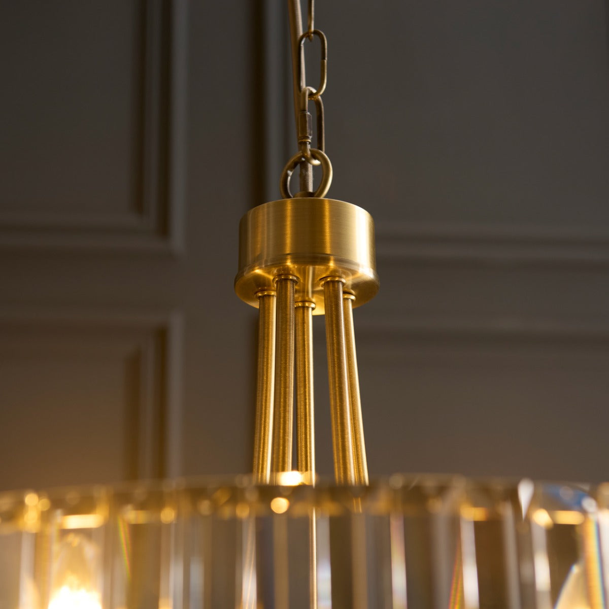 Visconti 5 Light Ceiling Pendant Light In Antique Brass Finish With Clear Glass 119610