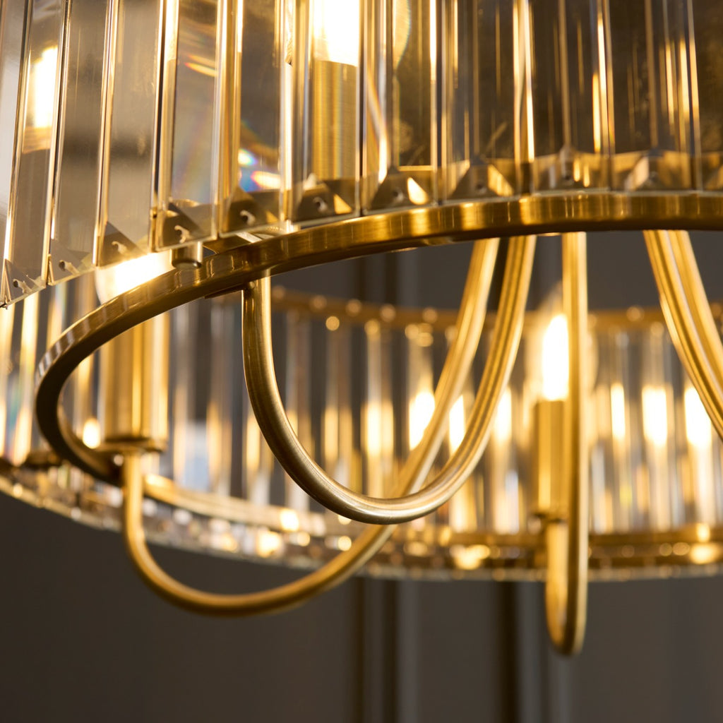 Visconti 5 Light Ceiling Pendant Light In Antique Brass Finish With Clear Glass 119610