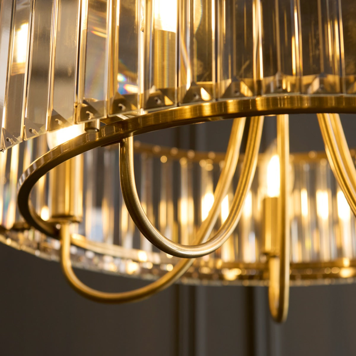 Visconti 5 Light Ceiling Pendant Light In Antique Brass Finish With Clear Glass 119610