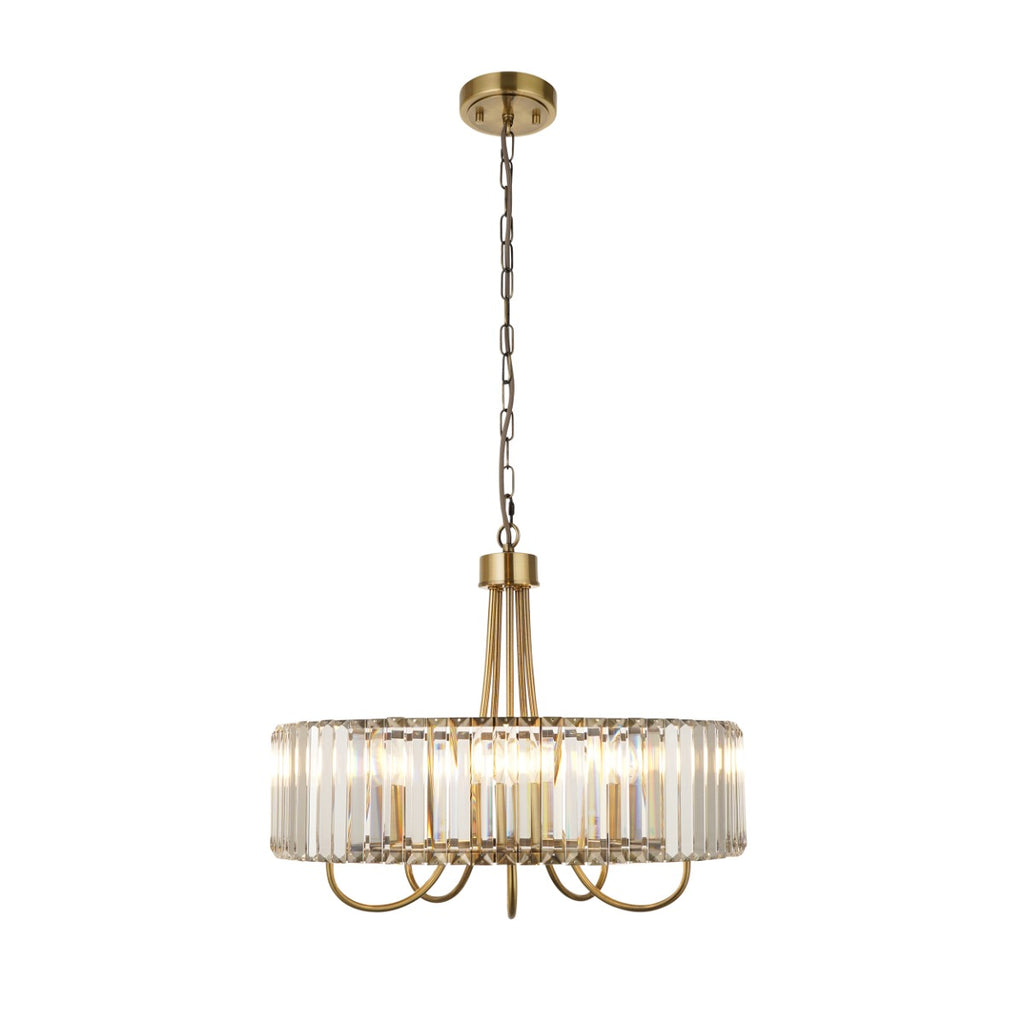Visconti 5 Light Ceiling Pendant Light In Antique Brass Finish With Clear Glass 119610