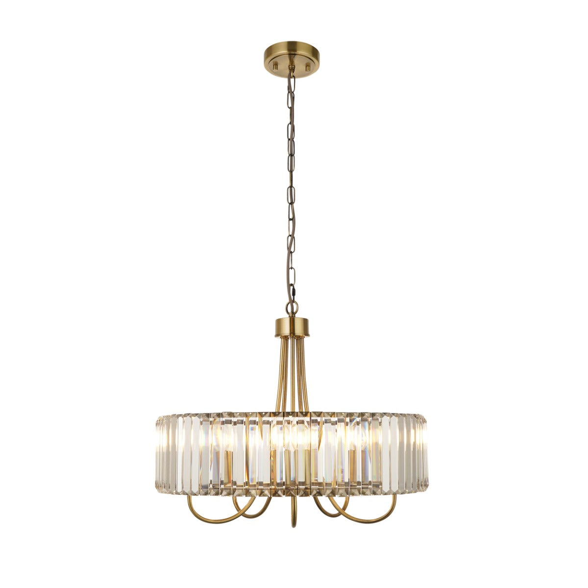 Visconti 5 Light Ceiling Pendant Light In Antique Brass Finish With Clear Glass 119610