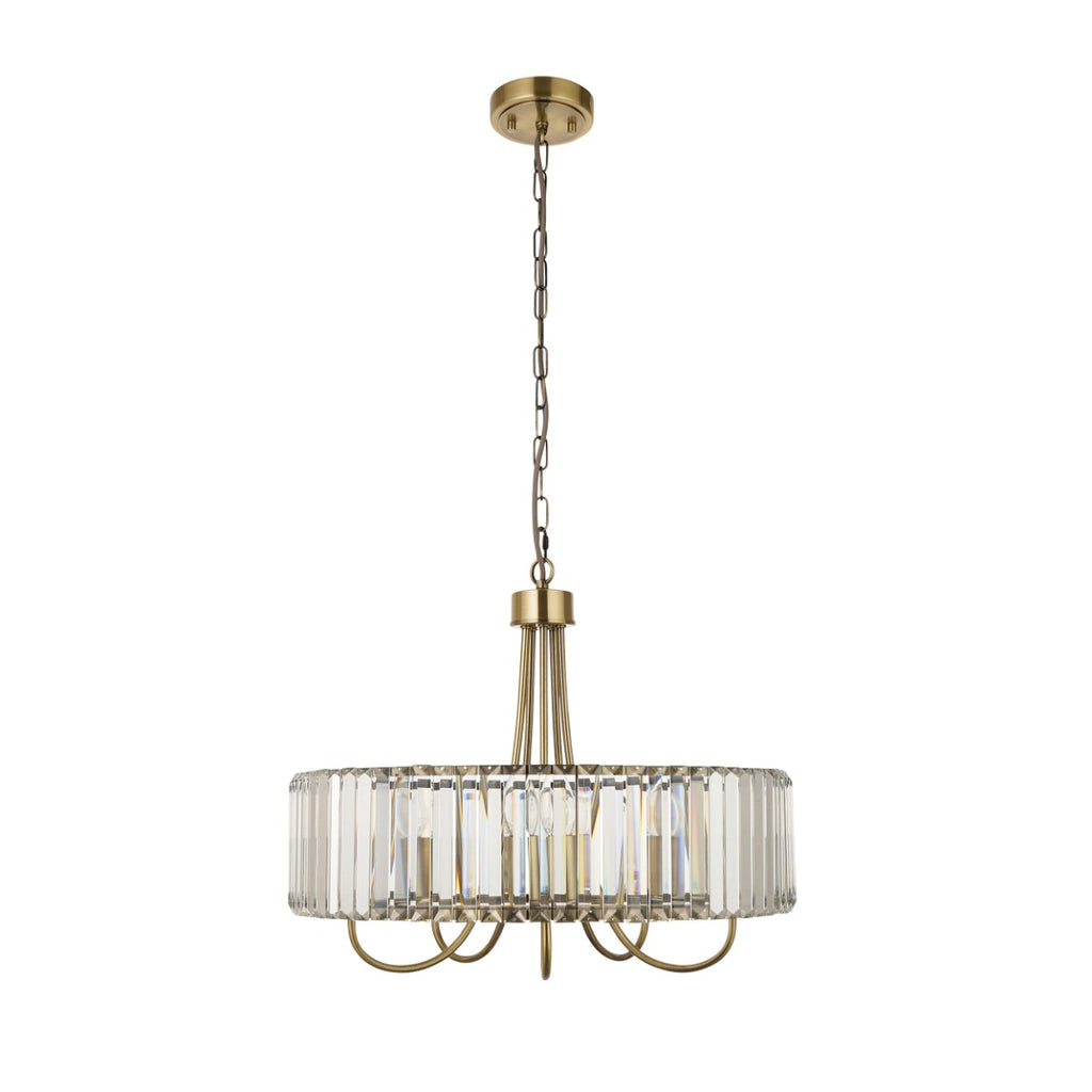 Visconti 5 Light Ceiling Pendant Light In Antique Brass Finish With Clear Glass 119610