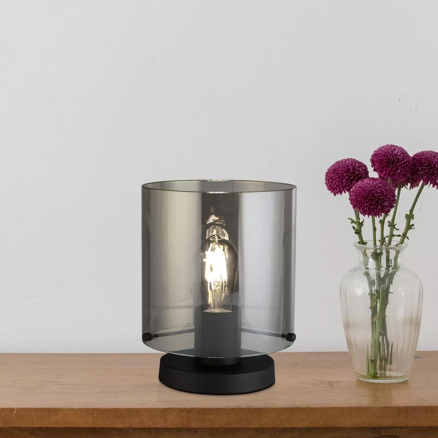 Sweden Table Lamp In Matt Black Finish With Smoked Ombre Glass 88913-1BK