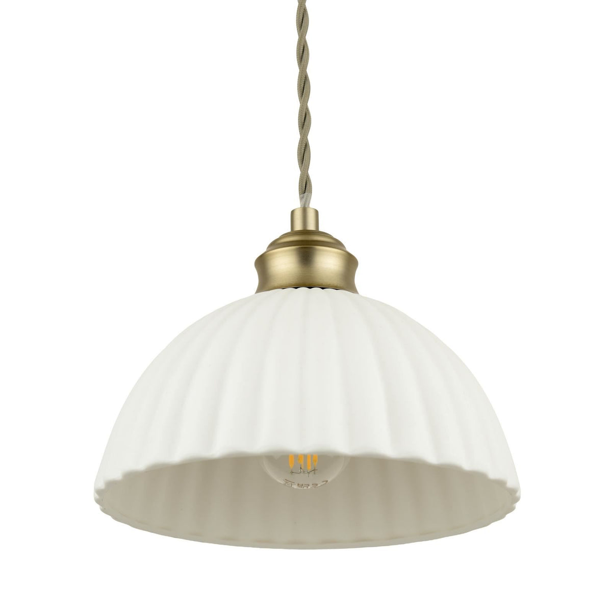 Laura Ashley Durford 3 Light Bar Pendant Matt Antique Brass and White Ceramic LA3756727-Q