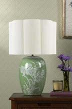 Laura Ashley Pashley Table Lamp Green Ceramic and Polished Chrome With Shade LA3756734-Q