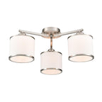 Franklite Sirius 3 Light Flush Ceiling Light In Satin Nickel With Off White Shade FL2495-3
