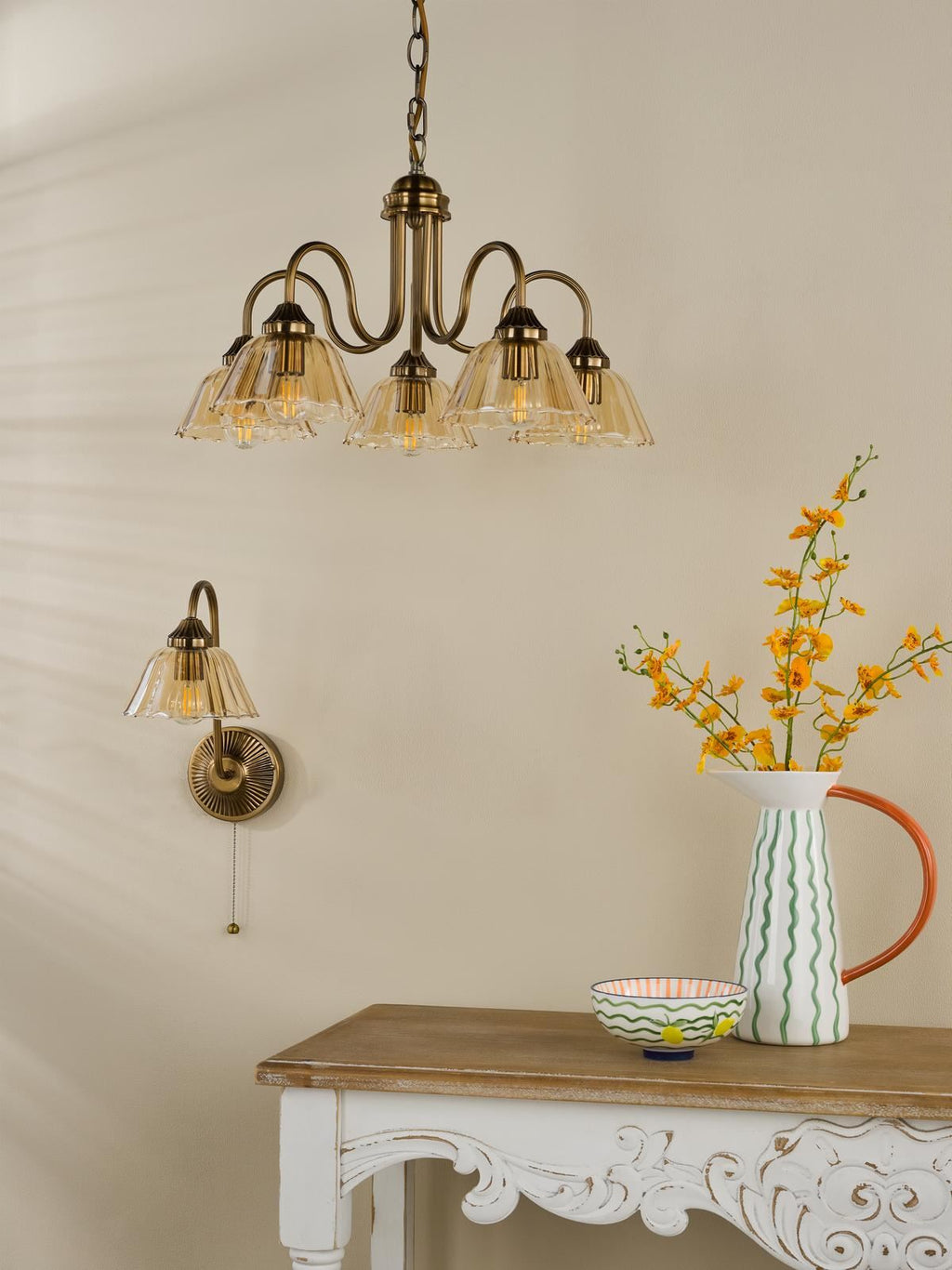 Erika Wall Light Antique Bronze and Amber Glass ERI0763