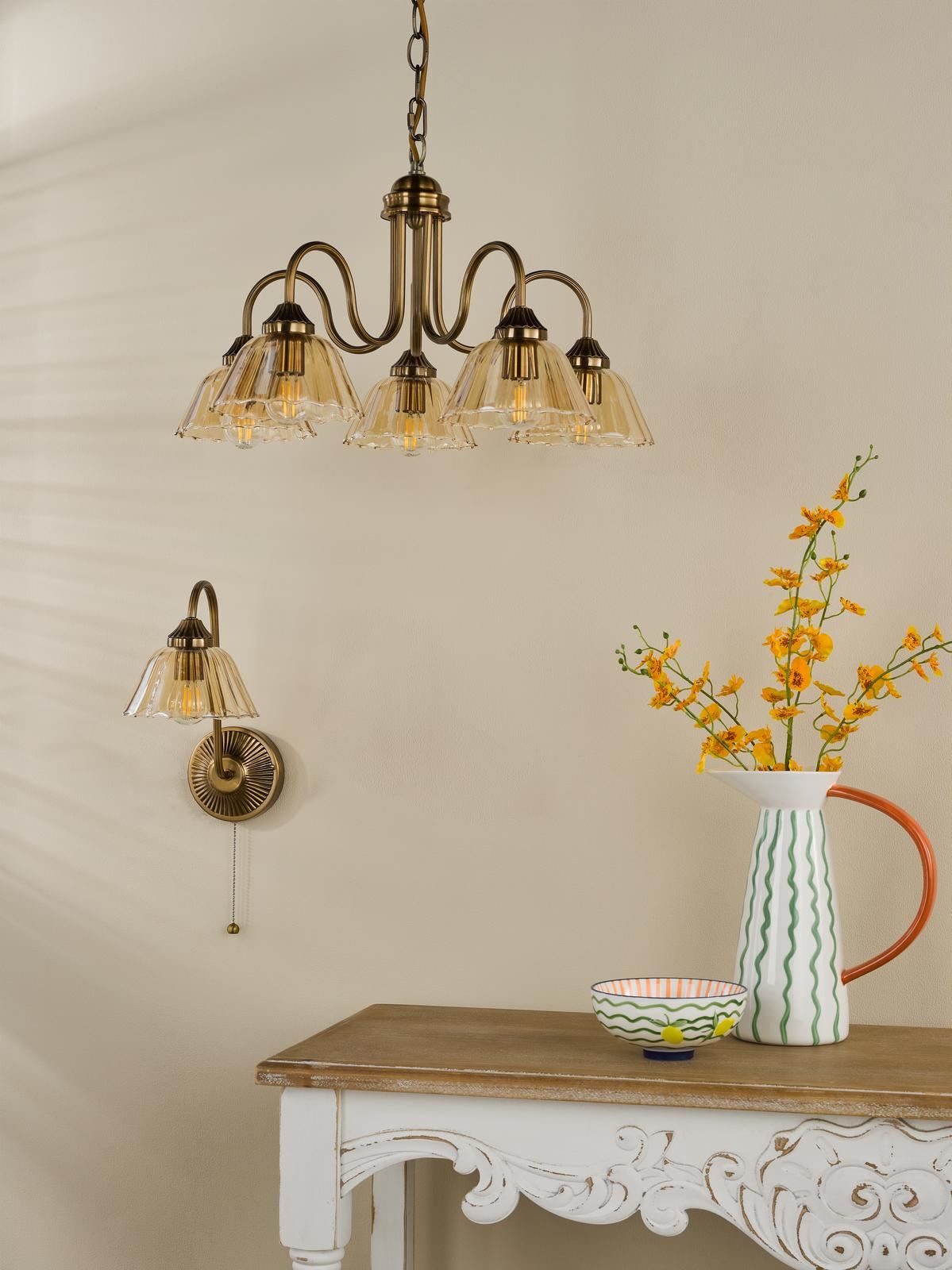 Erika Wall Light Antique Bronze and Amber Glass ERI0763