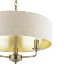 Laura Ashley Sorrento 3 Light Chandelier  Matt Antique Brass With Natural Shade LA3756751-Q