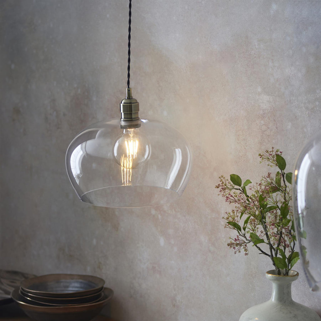 Camden Medium Shallow Ceiling Pendnat Light In Antique Brass Finish 100948