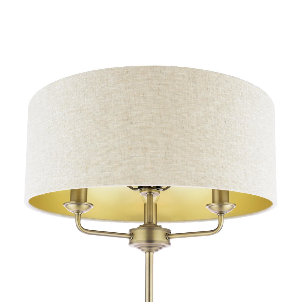Laura Ashley Sorrento 3 Light Floor Lamp Matt Antique Brass With Natural Shade LA3756755-Q