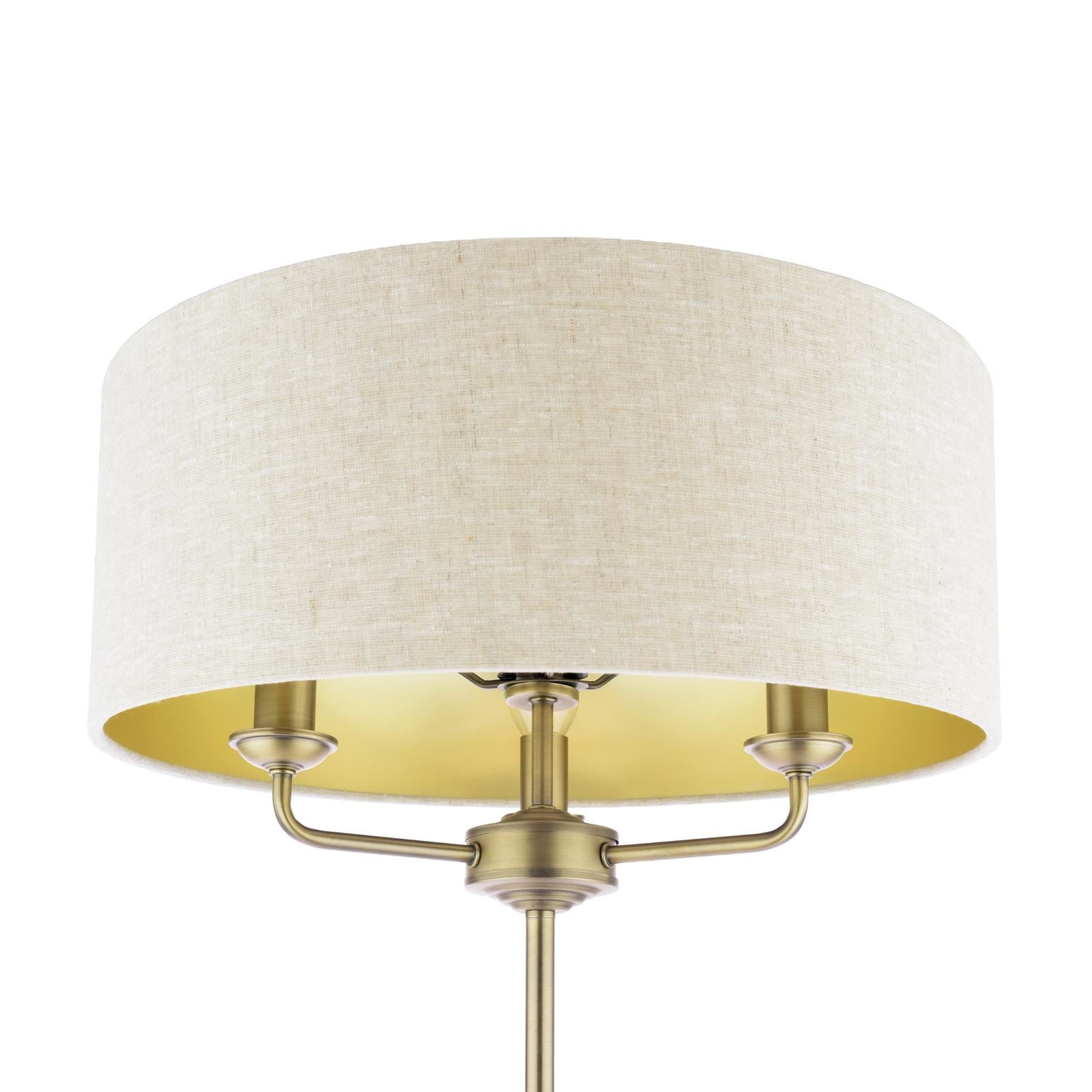 Laura Ashley Sorrento 3 Light Floor Lamp Matt Antique Brass With Natural Shade LA3756755-Q