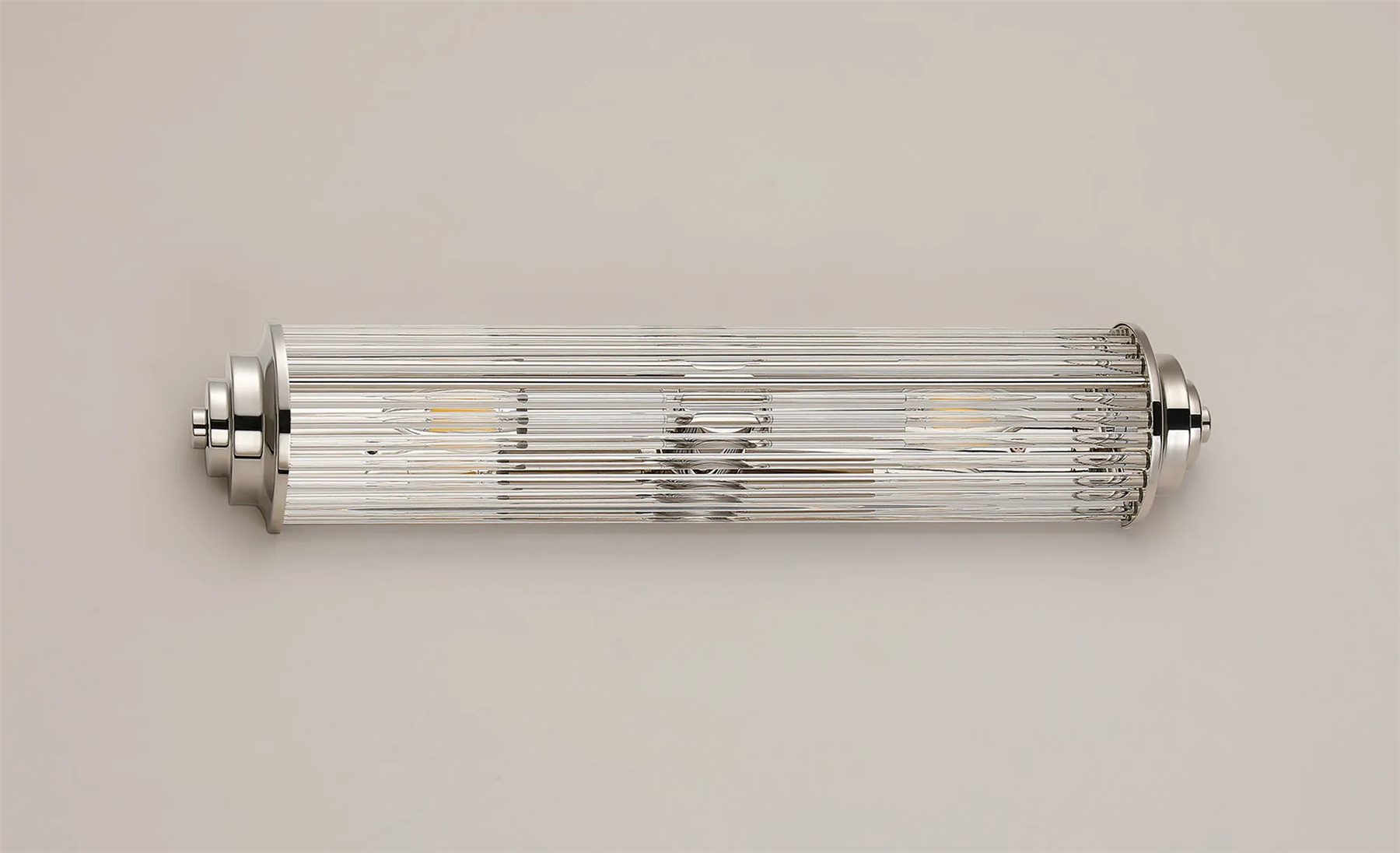 Pillar 2 Light Bathroom Wall Light In Polished Nickel And Clear Glass Rods IP44 E14