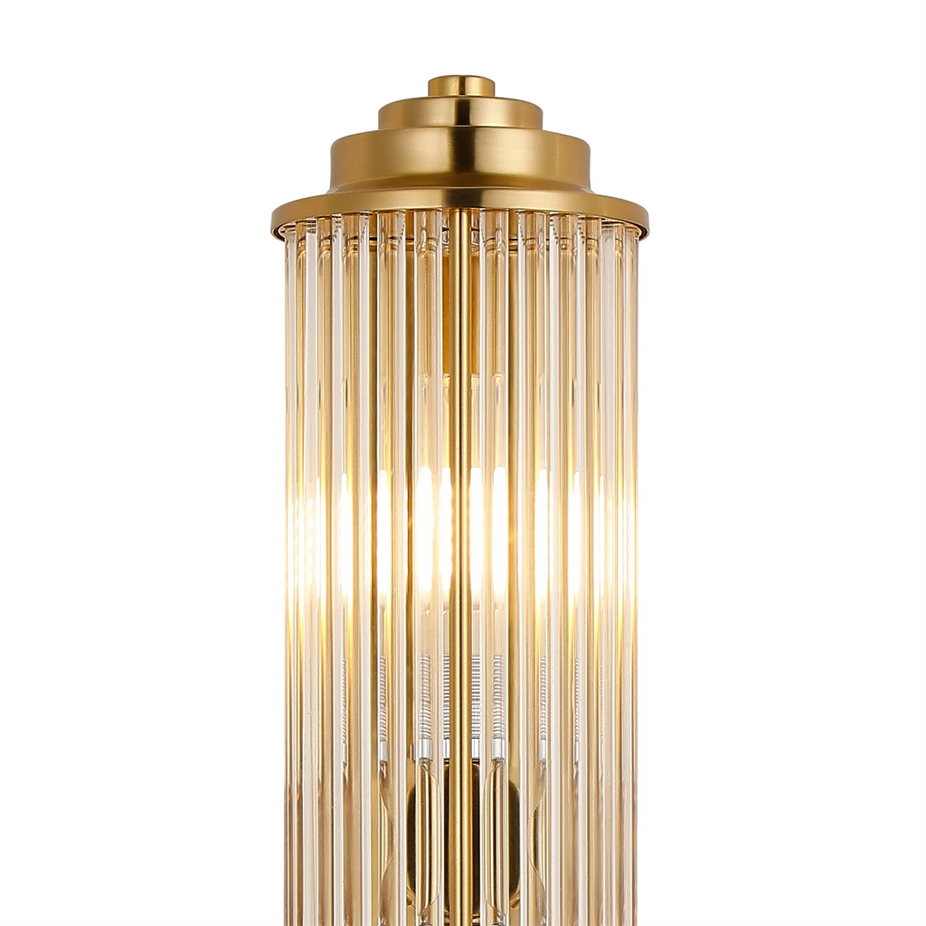 Pillar 2 Light Bathroom Wall Light In Gold And Clear Glass Rods IP44 G9