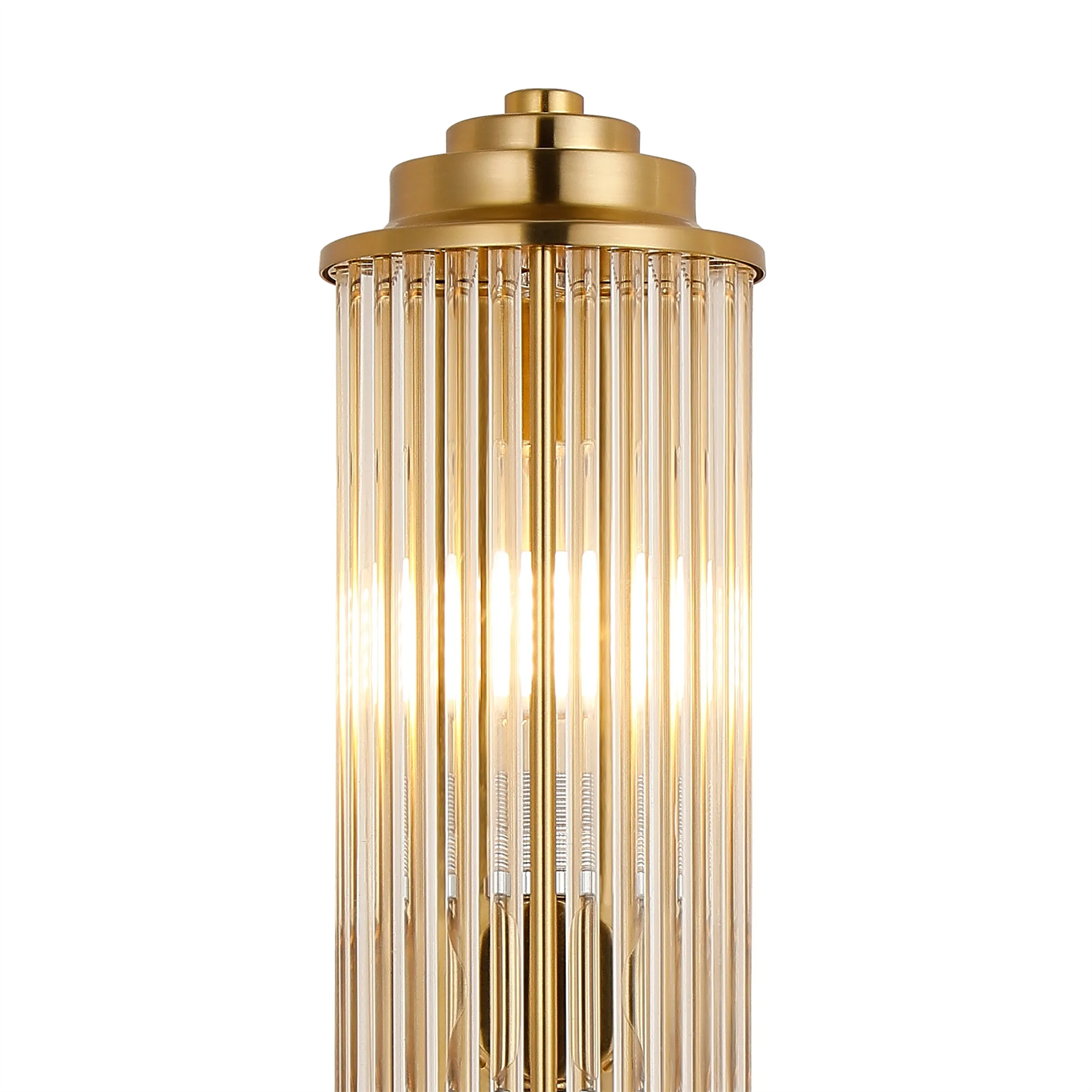 Pillar 2 Light Bathroom Wall Light In Gold And Clear Glass Rods IP44 G9