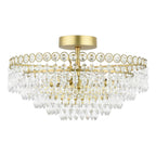 Enid 5 Light Semi-Flush Faceted Crystal and Matt Antique Brass Chandelier LA3756712-Q
