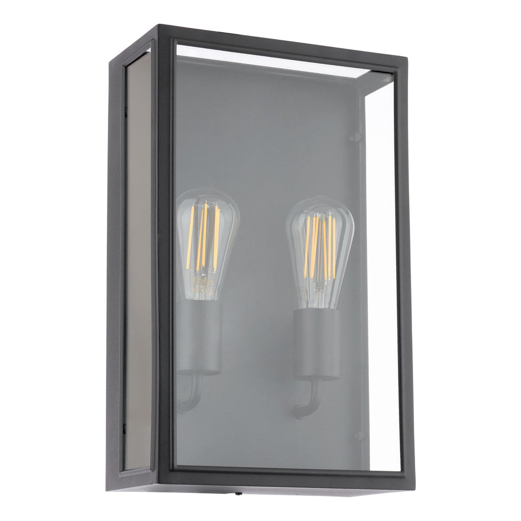Dar Wisebuys Mazin 2 Light Outdoor Wall Light In Black IP44 MAZ5022
