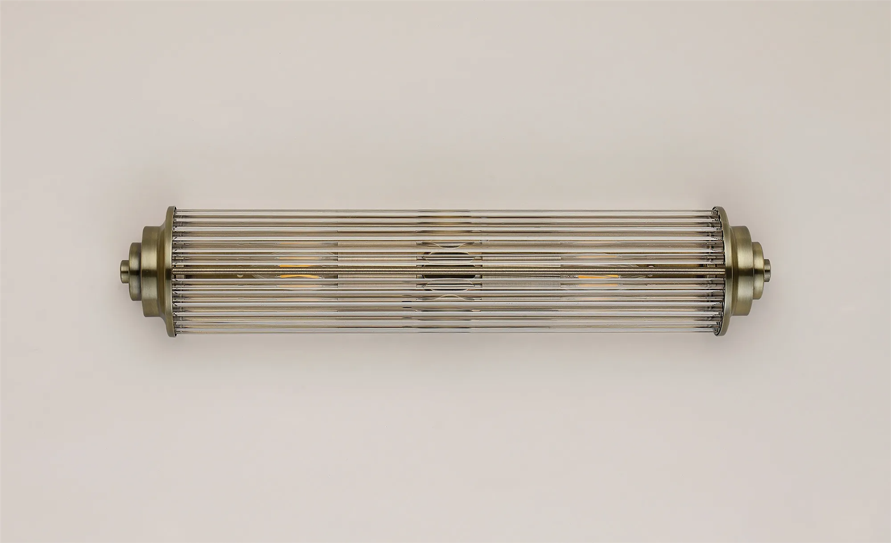 Pillar 2 Light Bathroom Wall Light In Antique Brass And Clear Glass Rods IP44 E14